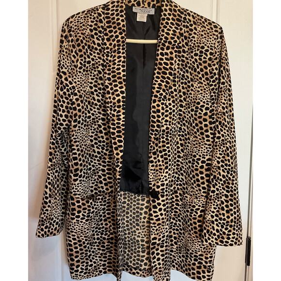 Kensington Sq. Animal Oversize Blazer Long Sleeve Pockets Partial Line M - Picture 3 of 7